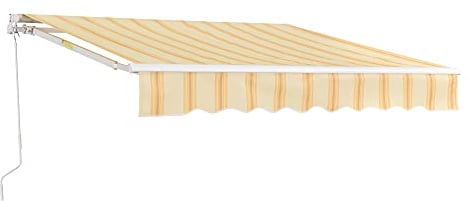 [en.casa] Tenda da Sole a Muro con Bracci Estensibili e Manovella 250 x 200 cm (LxP) Tettuccio Parasole con Protezione Raggi UV - Giallo/Bianco