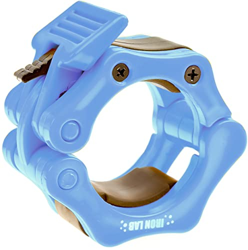 Iron Lab Juego de 2 abrazaderas de barra olímpicas de ABS Pro de 5 cm, color azul cielo, perfectos para levantamientos fuertes y entrenamiento olímpico, calidad profesional