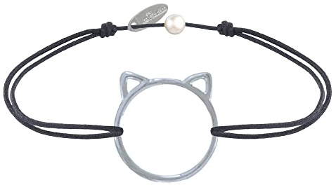 LES POULETTES BIJOUX - Armband Link 925 Silber Medaille Katzenkopf Durchbrochene - Grau