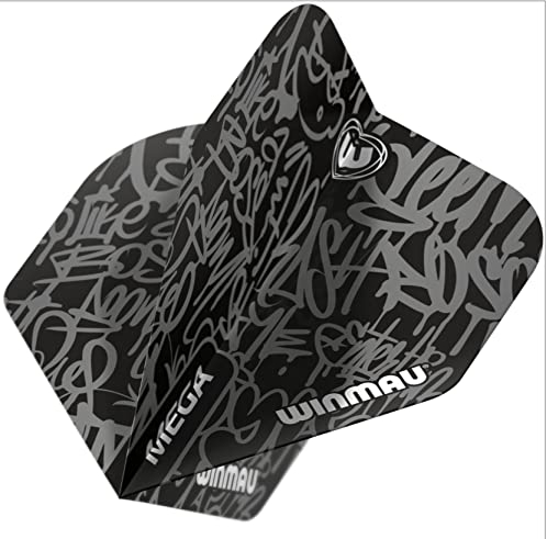 WINMAU Mega Standard Black Extra Thick Dart Flights - 1 Satz pro Packung (Insgesamt 3 Flüge)