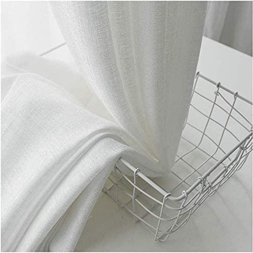 ZJYWMM Voile Gardinen Set Weiß Transparent 1 Stück Lill Delux Kordelzug Lockenband Stirnband leicht gekürzt,350x270cm(138x106inch)