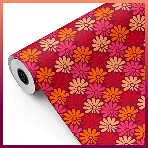 Rouleau de papier cadeau, grand rouleau 62 cm x 100 m • FLEURS Vintage 1 • Idéal pour : Magasins Entreprises Emballage cadeau Anniversaires Baby Showers Mariages Décoration [FP Fiesta Paper]