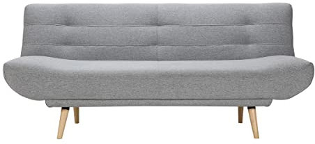 Miliboo Skandinavisches 3-Sitzer-Schlafsofa hellgrauer Stoff und Holz FAGUO