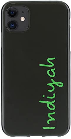 Personalised Initial Phone Case For Apple iPhone 16, 15, 14,13, 12, 11, Pro Max, Mini, XR, XS, SE Love Green Names on Gel Soft Black Phone Cover