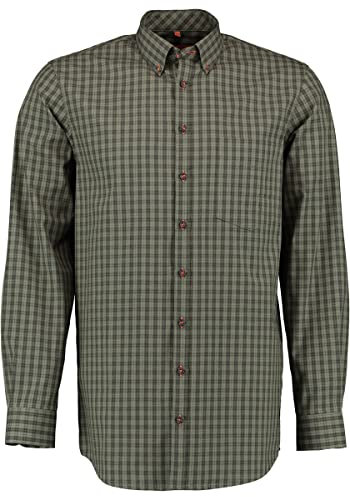 TOM COLLINS Herren Hemd Langarm Jagdhemd mit Button-Down-Kragen Regau, Größe:45/46, Farbe:trachtengrün