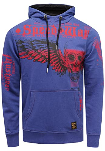 Rusty Neal Herren Streetwear Sweater 'Flying Skull' Kapuzenpullover 149, Farbe:Marine, Größe S-3XL:XL