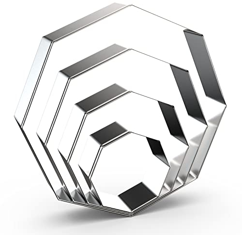 QAAQS Octagon Cookie Cutter Set - 5 Inch, 4 Inch, 3 Inch, 2 Inch - Geometric Polygon Frame Plaque Cookie Cutters Shapes Molds - Stainless Steel