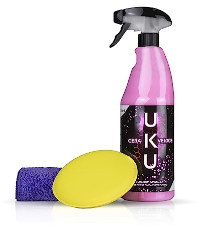 Sisbrill Uku Cera Rapida Spray per Carrozzeria-Cera Auto Quick Wax – Brillantezza Istantanea e Protezione Idrorepellente, Facile Applicazione con Microfibra – 750 ml