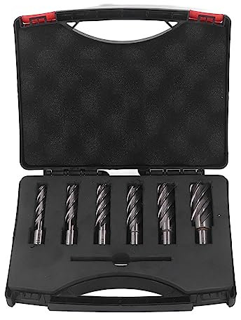 Set di Punte per Trapano Magnetico da 7 Pezzi, Set di Frese Anulari Gambo Universale per Ponte in Acciaio con Guide in Acciaio con Piastra in Acciaio Spesso