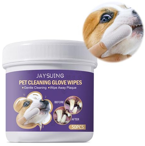 50 almohadillas para el cuidado dental de los dedos, toallitas de limpieza dental para perros