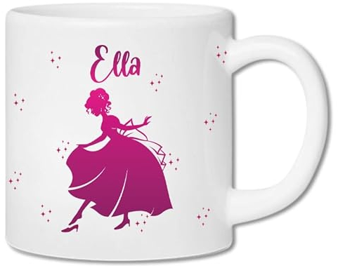 Tasse enfant résistante personnalisée – Ajoutez le prénom | Cadeau original pour enfant | Plusieurs motifs | Plastique solide | 180mL (Cendrillon)