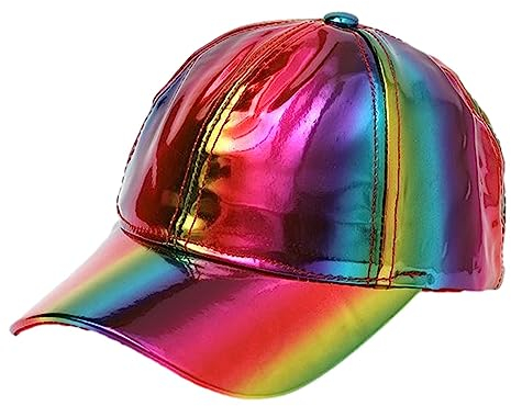 Kasmole Coole Regenbogen-reflektierende Hip-Hop-Kappen | Glänzende Street Dance Skateboard Snapback Hüte | Reflektierende Fashion Cosplay Caps für Tanz,