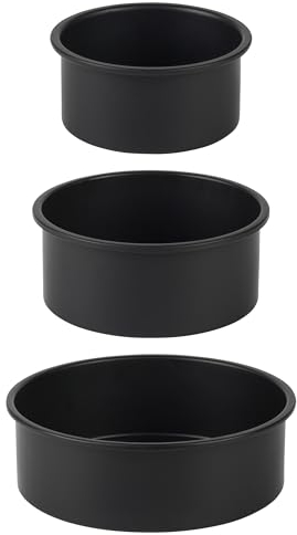 Salter BW12551EU7 Juego de moldes para hornear - 3 moldes redondos antiadherentes, aptos para horno hasta 220°C, profundos y con bordes rectos, 12/16/21 cm, negro