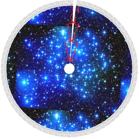 Weihnachtsbaumdecke mit blauen leuchtenden Sternen, Weihnachtsbaum-Rock, Dekoration, Urlaub, Polyester