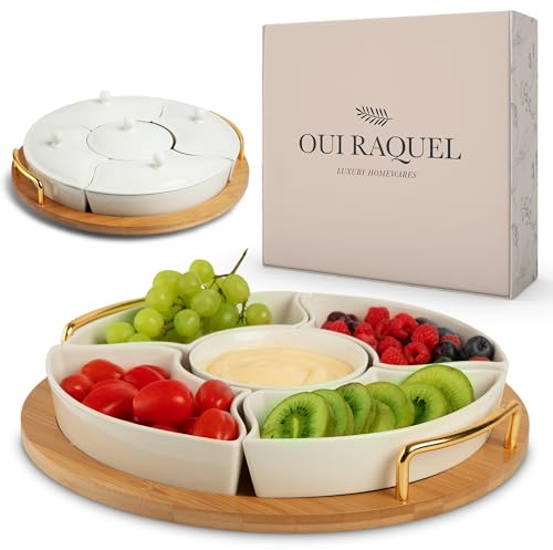 Chip and Dip Serving Set, 13.5 Serving Platters and Trays, Appetizer Serving Tray, Divided Serving Tray, Party Serving Relish Trays and Platters, Lazy Susan Taco Bar, Lazy Susan Serving Platter