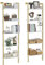 Acovy 5-Tier Bookshelf - Solid Wood Narrow Bookcase Set of 2, Wall Mount Ladder Shelf, Storage Rack for Living Room, Bedroom, Bathroom, White and Gold