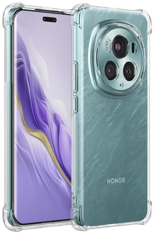 Cresee Coque Honor Magic 6 Pro, avec Coins Renforcés Camera Protection Étui Housse Transparente Antichoc Souple TPU Bumper Case pour Magic6 Pro, Clear