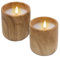 Spetebo LED Kerze im Keramik Becher mit Holz Optik 10 x 9 cm - 2er Set - Dekokerze Batterie betrieben mit Timer Funktion - Deko Stimmungslicht künstliche Flamme mit Flacker Effekt für Innen