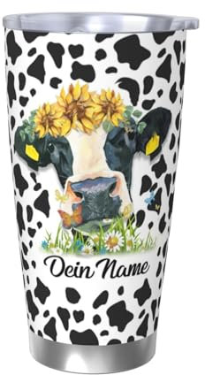 Coffee Travel Mug Kuh Kaffeebecher Mit Namen Kuh Kühe Thermobecher Kühe Geschenk Meine Kühe Rufen An Tasse Kühe Geschenk Für Familie Freund Edelstahl 600ml (Kuh 9 Without Straw, 600ml)