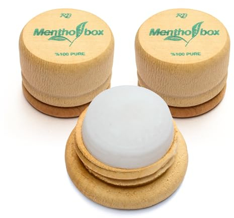 Mentholbox Mentholstein, Menthol Box, Migräne, erfrischende und kühlende Menthol-Macaron, zum Bestreichen von Stirn und Nacken, Menthol Spa Massage, reines Kristall-Menthol (2x6g)
