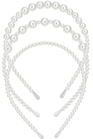 IKOPFLN 3 Stück Dirndl Perlen Stirnbänder Weiße Kunstperlen Brautstirnbänder Damen & Mädchen Hair Accessories