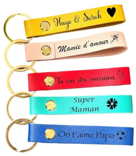 porte clé personnalisé en cuir avec prénom mot phrase au choix- 6 couleurs au choix - cadeau anniversaire - cadeau invité mariage- demande témoin - EVJF-