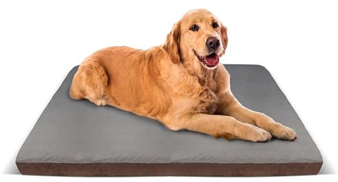 Orthopädisches Hundebett Für Große und Mittelgroße Hunde 100 x 70 x 7 cm Mit Visco Memory Hundematratze Hundesofa Hundecouch Hundekissen Flauschig Waschbar Pflegeleicht Rutschfest Beige Braun