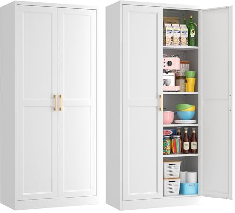 Kubohogar 71 Tall Metal Kitchen Pantry Cabinet, Storage Cabinet with Doors