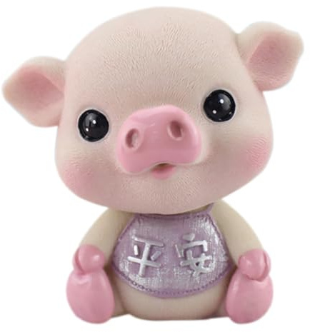 Ciieeo Wackelkopf Schweinefigur aus Kunstharz, Rosa, für Tischdeko | Kopfschüttelnde Schweinestatue, Geeignet für Kaffeehaus und Schreibtisch, Auto Armaturenbrett Puppe