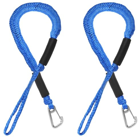 EFUTURETIME 2 x Festmacherleine Boot Bungee Seil 4 Feet (10cm), Bootsleine Festmacher Bungee Quick Release mit Auge und Haken, Tauwerk Bootszubehör für Boote, Motorboot, Blau