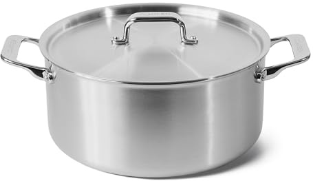 Misen 5-Ply Stainless Steel Stockpot – Large Cooking Pot for Boiling, Simmering & Stewing - Consistent, Even Heating - Durable, Dishwasher Safe – Oven-Safe to 800F, Induction Ready - 6.75 QT