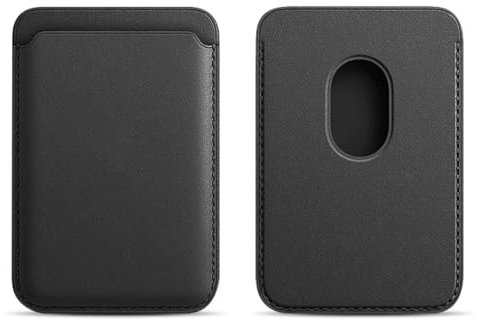 FENQURO 1 Pcs wallet, Magnetisches Handy Wallet aus veganem Leder, mit rutschfestem Silikon und magnetischem Kartenhalter, inklusive RFID-Schutz, Magnetische Geldbörse für iPhone, Schwarz
