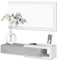 duehome | Recibidor con Cajón y Espejo, Mueble de Entrada, Modelo Derek, Acabado en Blanco Artik y Gris Cemento, Medidas: 95 cm (Ancho) x 19 cm (Alto) x 26 cm (Fondo)