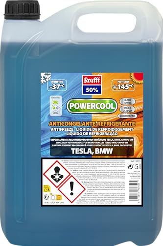 krafft Anticongelante Azul Coche – Líquido Refrigerante Powercool 50% - Anticongelante Especialmente Formulado para Coches Tesla y BMW – 5 L