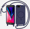 Belzsxy Compatible with iPhone 6 Plus/iPhone 7/8 Plus Wireless Charging, Shockproof Removable Phone Case with Strap Adjustable Neck Cord Necklace Soft Cover for iPhone 6/7/8 Plus, Navy blue