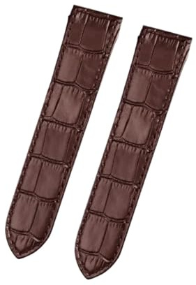 WTNZBAEM Lederarmband kompatibel mit Cartier Santos 100, Armband mit Faltschließe for Männer und Frauen, 20 mm, 23 mm(Brown NO Buckle,23mm)