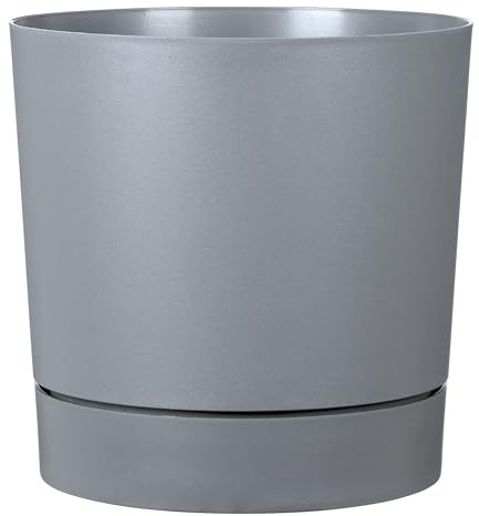 Scheurich Plano+, Pflanzgefäß aus Kunststoff, Farbe: Pure Grey, 28,79 cm Durchmesser, 28,6 cm hoch, 13 l Vol.
