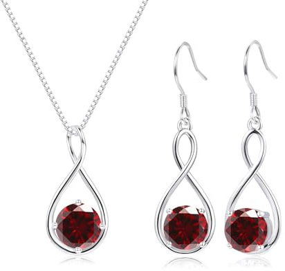 Glintara Schmuckset Silber 925 Damen - 2PCS Halskette Ohrringe Hängend Set | Tropfen Twist, Unendlichkeit, Anhänger, Cubic Zirkon, Leichte, Schmuck, Geburtstag, Geschenk, für Damen Frauen Mädchen