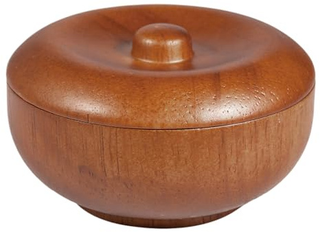 Générique Bol de Rasage - Bol en Bois avec Couvercle | Support pour Savon à Raser avec Crème, Accessoire de Salle Bain pour Hommes, Marron en Hévéa Douche Salon Toilette Personnelle et Voyage