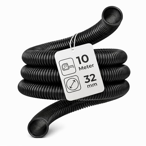 Microsafe® Saugschlauch DN32 (32 mm Innen / 40 mm Außen) – 10 Meter – extra große Reichweite für Werkstatt & Absaugung – flexibel & robuster Absaugschlauch für Nass- & Trockensauger