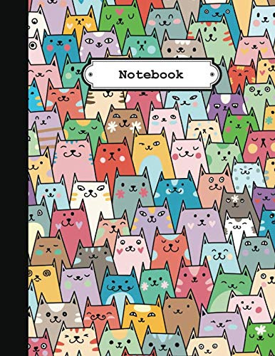 Notebook: Cute Colorful Cats College Ruled Lined Pages (Composition Book, Journal) (8.5 x 11 Large)