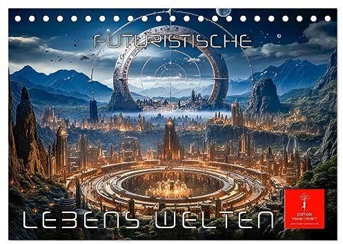 Futuristische Lebens Welten (Tischkalender 2026 DIN A5 quer), CALVENDO Monatskalender: Futuristische Lebenswelten - eine interplanetarische Reise ins Universum. (CALVENDO Wissenschaft)