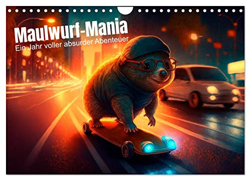 Maulwurf Mania Ein Jahr voller absurder Abenteuer (Wandkalender 2026 DIN A4 quer), CALVENDO Monatskalender: Lass dich von der Maulwurf Mania mitreißen ... in witzigen Illustrationen. (CALVENDO Tiere)