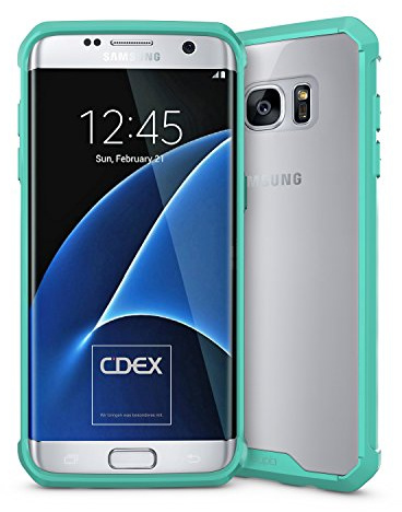 doupi PerfectFit AirClear Funda para Samsung Galaxy S7 Edge, Crystal Clear Cubierta Posterior BackCover y Protección, Turquesa