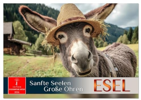 Esel - sanfte Seelen, große Ohren (Tischkalender 2026 DIN A5 quer), CALVENDO Monatskalender: Langohrige Stars charmant in Szene gesetzt. (CALVENDO Tiere)