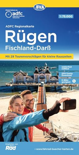 BVA ADFC Regionalkarte Rügen Fischland-Darß 1:75.000: mit Tagestourenvorschlägen, reiß- und wetterfest, E-Bike-geeignet, GPS-Tracks-Download