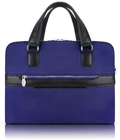 McKlein, N Series, Hartford, Nano Tech-Light Nylon with Leather Trim, Nylon Dual Compartment Briefcase, Navy (18587)