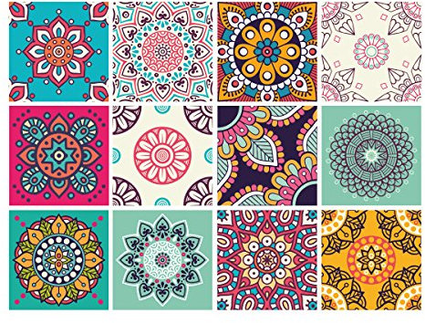 | Autocollants de Carreaux Adhesifs | 12 Pièces - Stickers Autocollants Adhesifs Carrelage - Carreaux de Ciment - Mandacolor - Dimensions d'un Sticker : 10 x 10 cm - Salle de Bains Cuisine Meubles ...