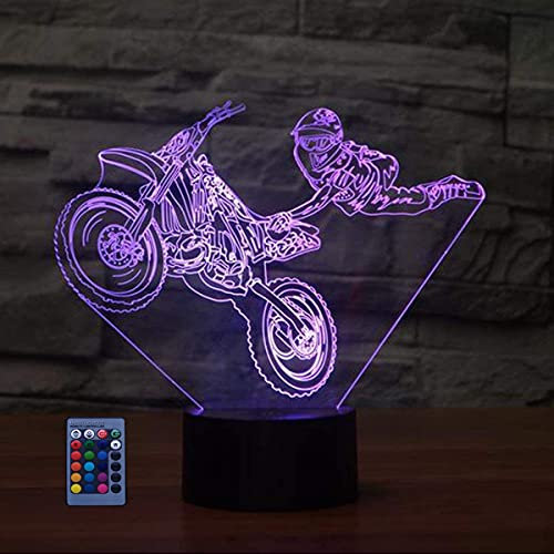 HPBN8 Ltd 3D Motorrad Stunts Lampe Nacht Licht USB-Strom Fernbedienung 7/16 Farben Amazing Optical Illusion 3D LED Lampe Formen Kinder Schlafzimmer Geburtstag Weihnachten Geschenke