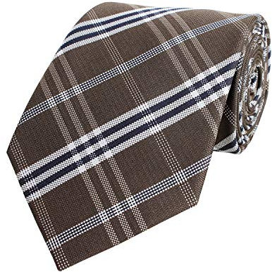 Fabio Farini - Elegante Herren Krawatte kariert - 8cm Breite in verschiedenen Farben - Schlips mit Karomuster Mehrfarbig Dunkelbrau Hellbraun Weiß Schwarz